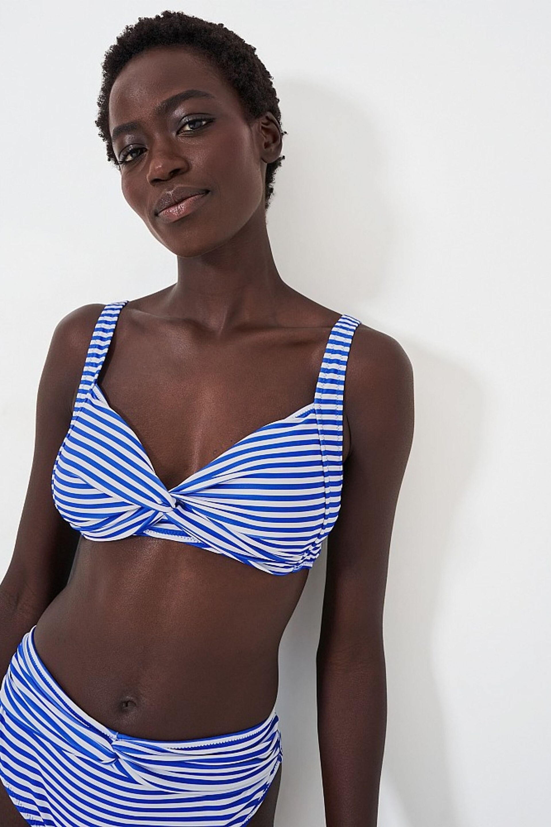 Crew Clothing Company Blue Stripe Polyester Regular Bikini Top - Image 3 of 3