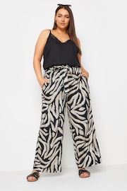 Yours Curve Black Shirred Waist Wide Leg Trousers - Image 3 of 6