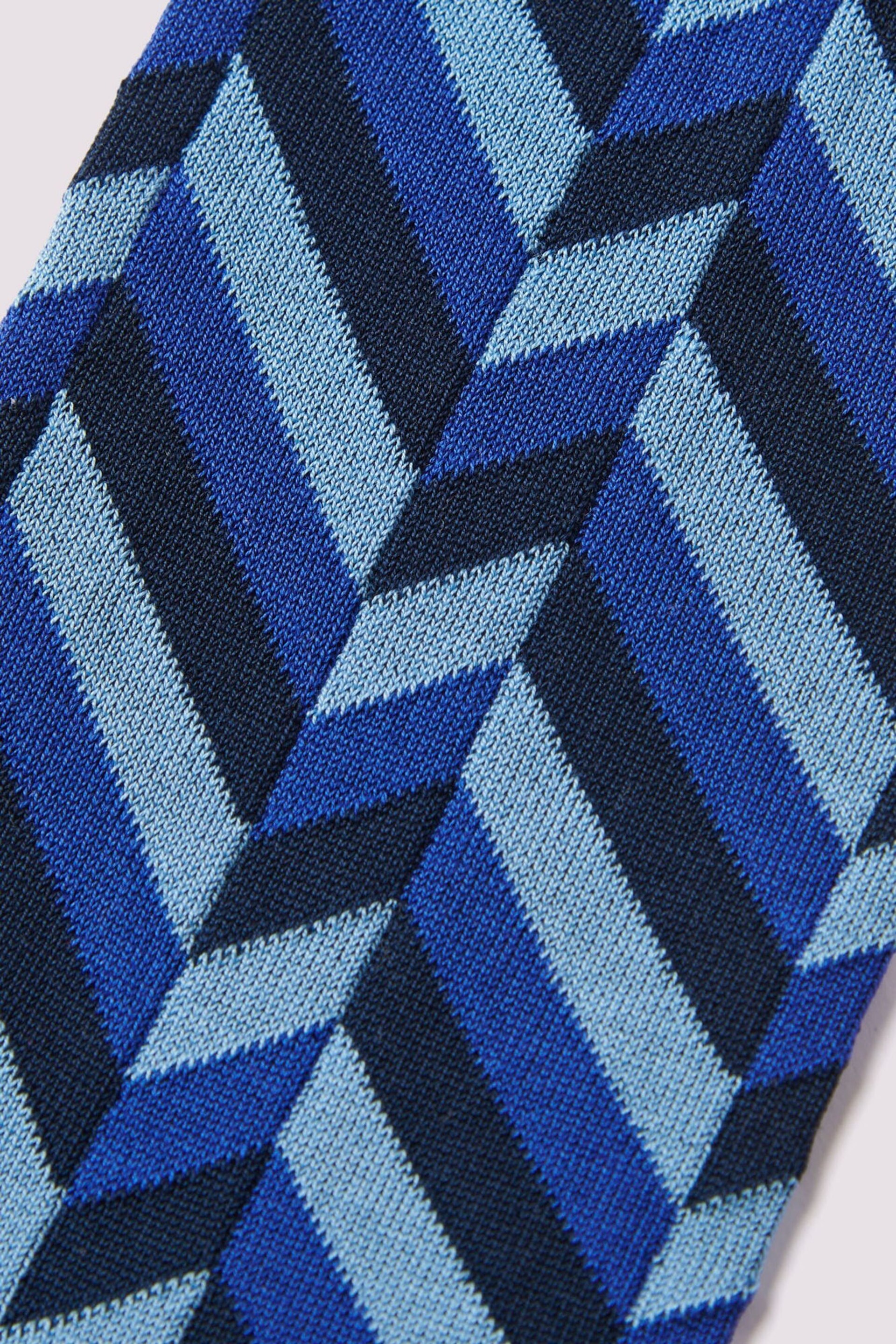 Duchamp Mens Blue Herringbone Socks 2 Pack - Image 3 of 3