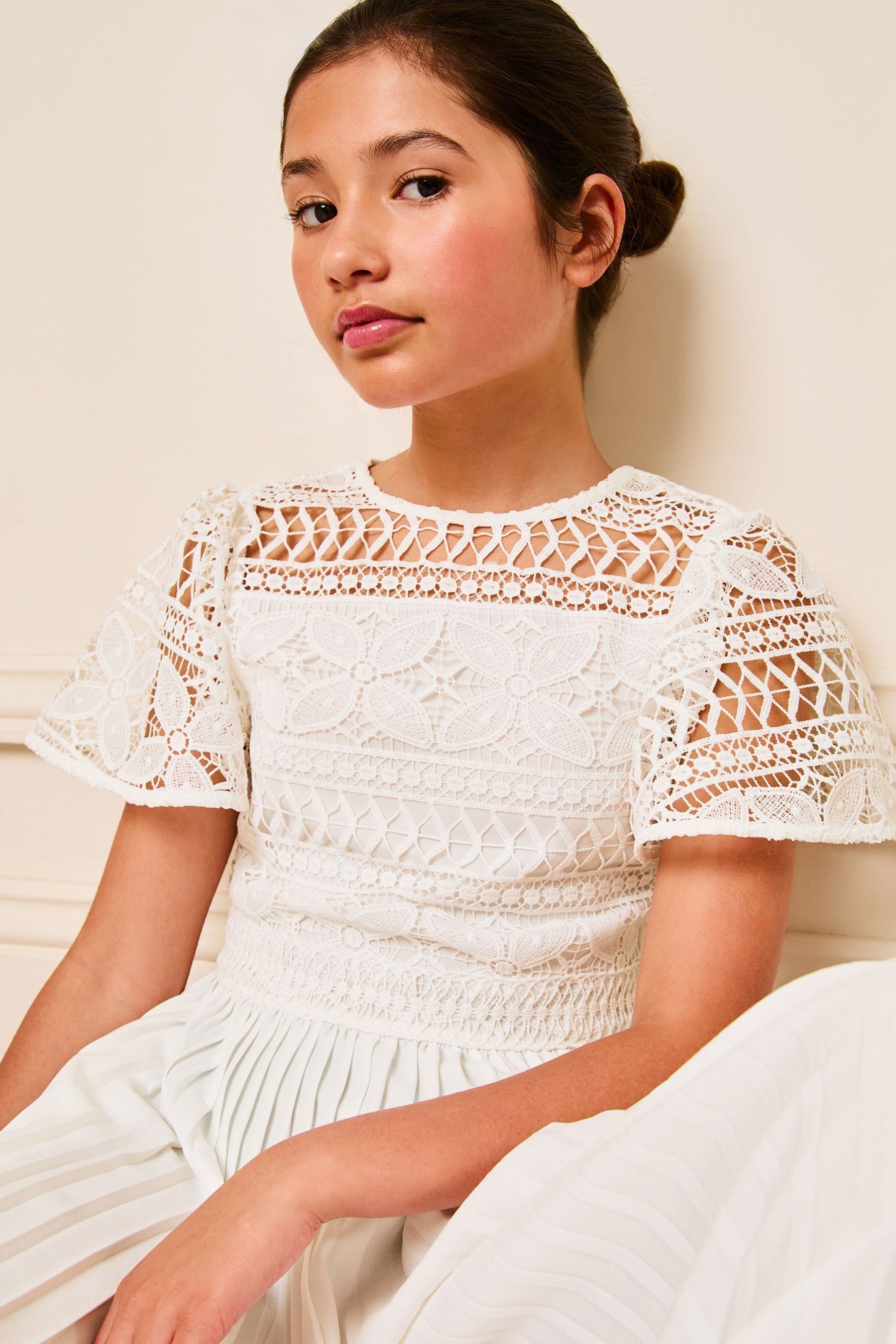 Buy Lipsy White Flutter Sleeve Lace Occasion Jumpsuit 5 16yrs from the Next UK online shop
