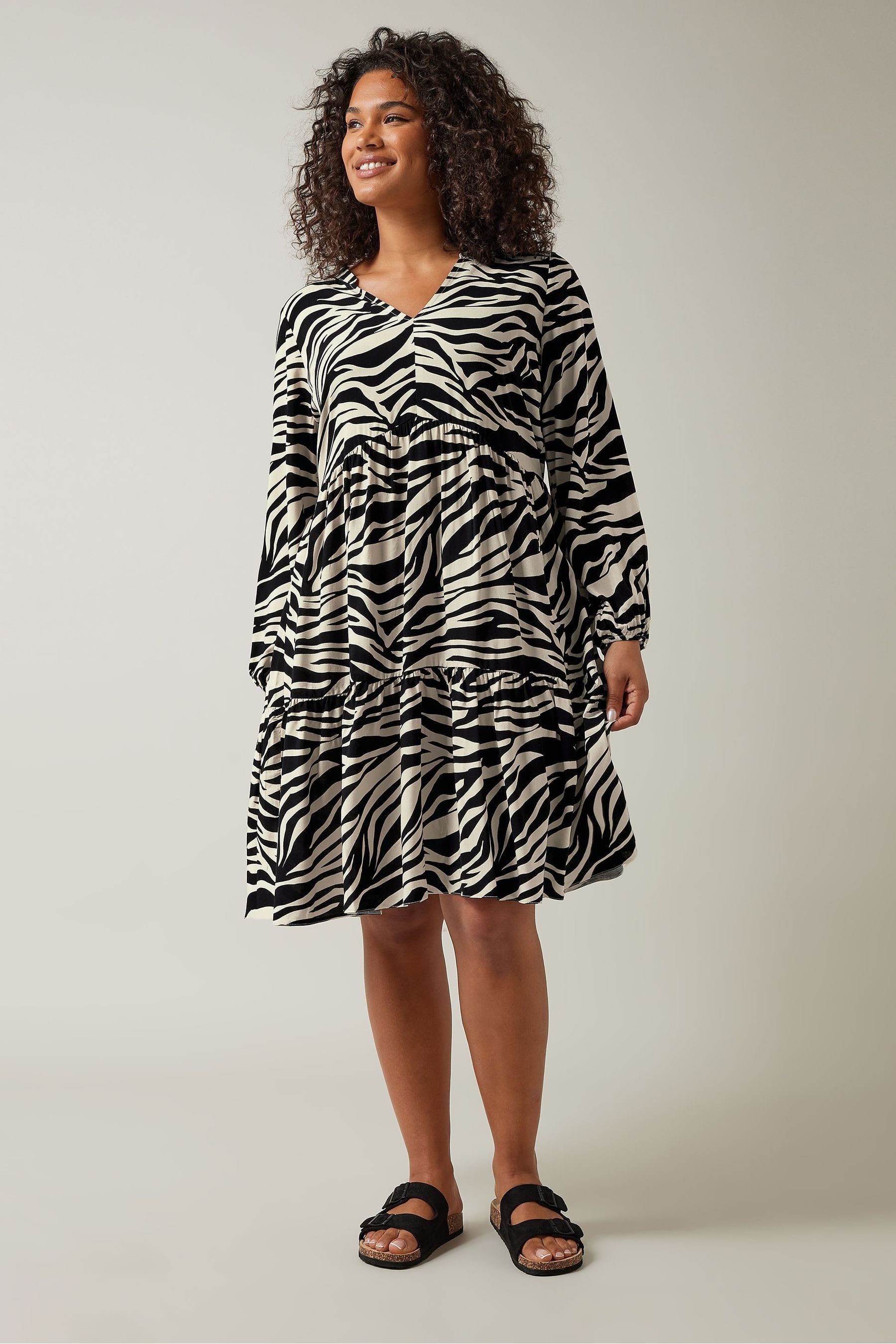 Buy Evans Curve Tiered Zebra Print Dress from Next USA