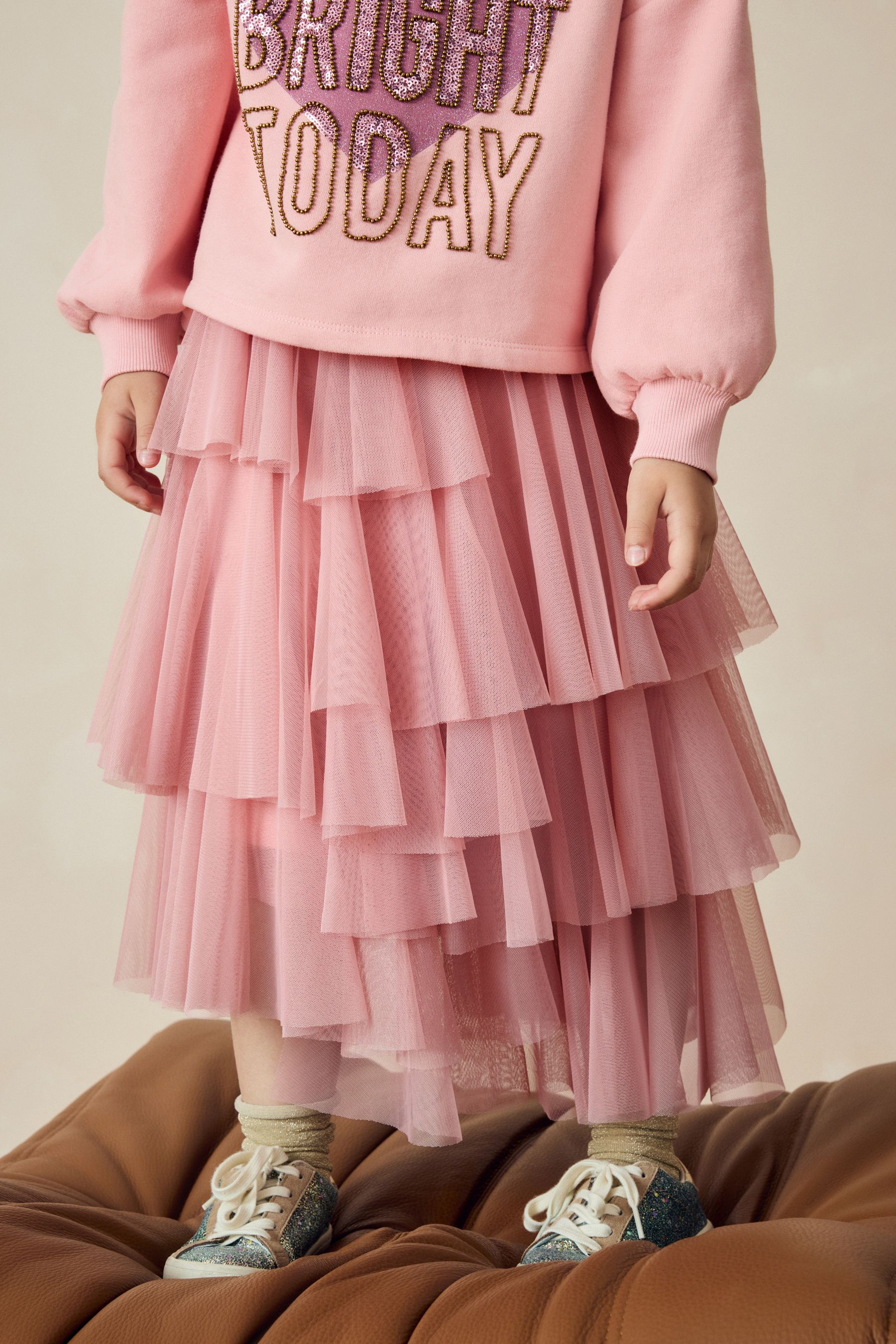 Buy Pink Mesh Layered Skirt 3 16yrs from the Next UK online shop