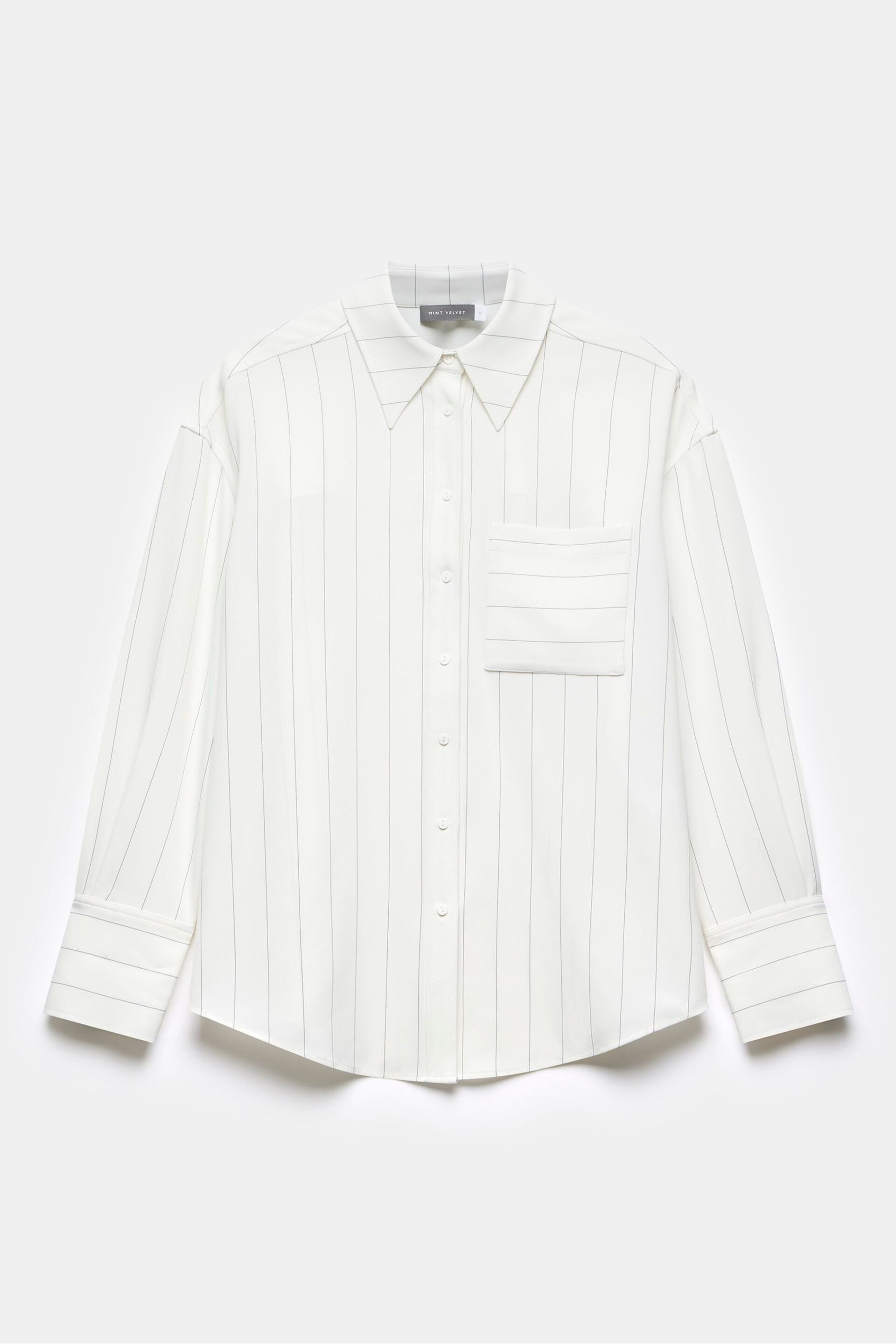 Mint Velvet White Oversized Pinstripe Shirt - Image 3 of 4
