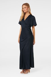 Forever New Blue Chelsea Flutter Sleeve Satin Maxi Dress - Image 3 of 4