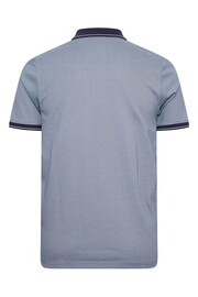 BadRhino Big & Tall Blue Textured Zip Neck Polo Shirt - Image 3 of 3