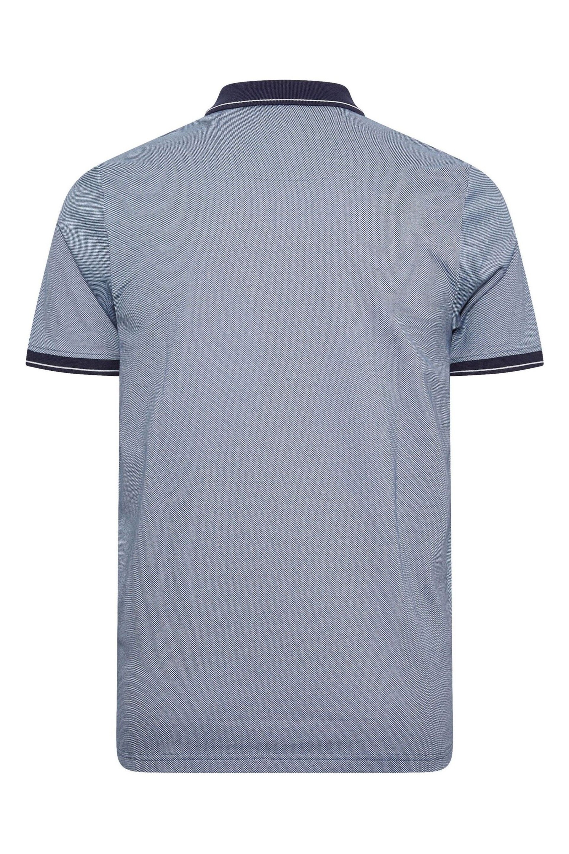 BadRhino Big & Tall Blue Textured Zip Neck Polo Shirt - Image 3 of 3