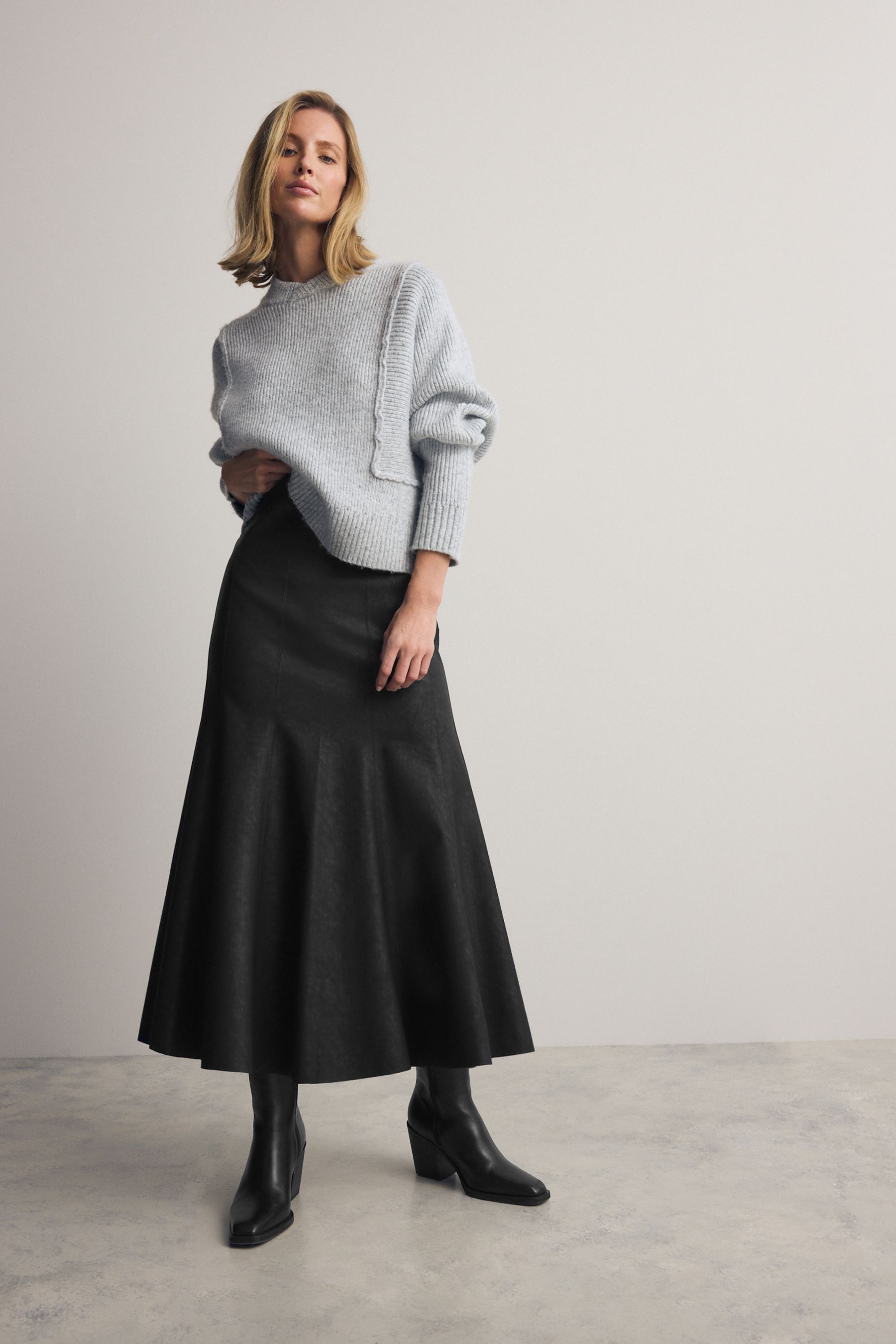Next faux leather midi skirt new arrivals