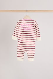 Pink/Purple Baby Two Way Zip Footless 100% Cotton Sleepsuits 3 Pack (0mths-3yrs) - Image 6 of 14