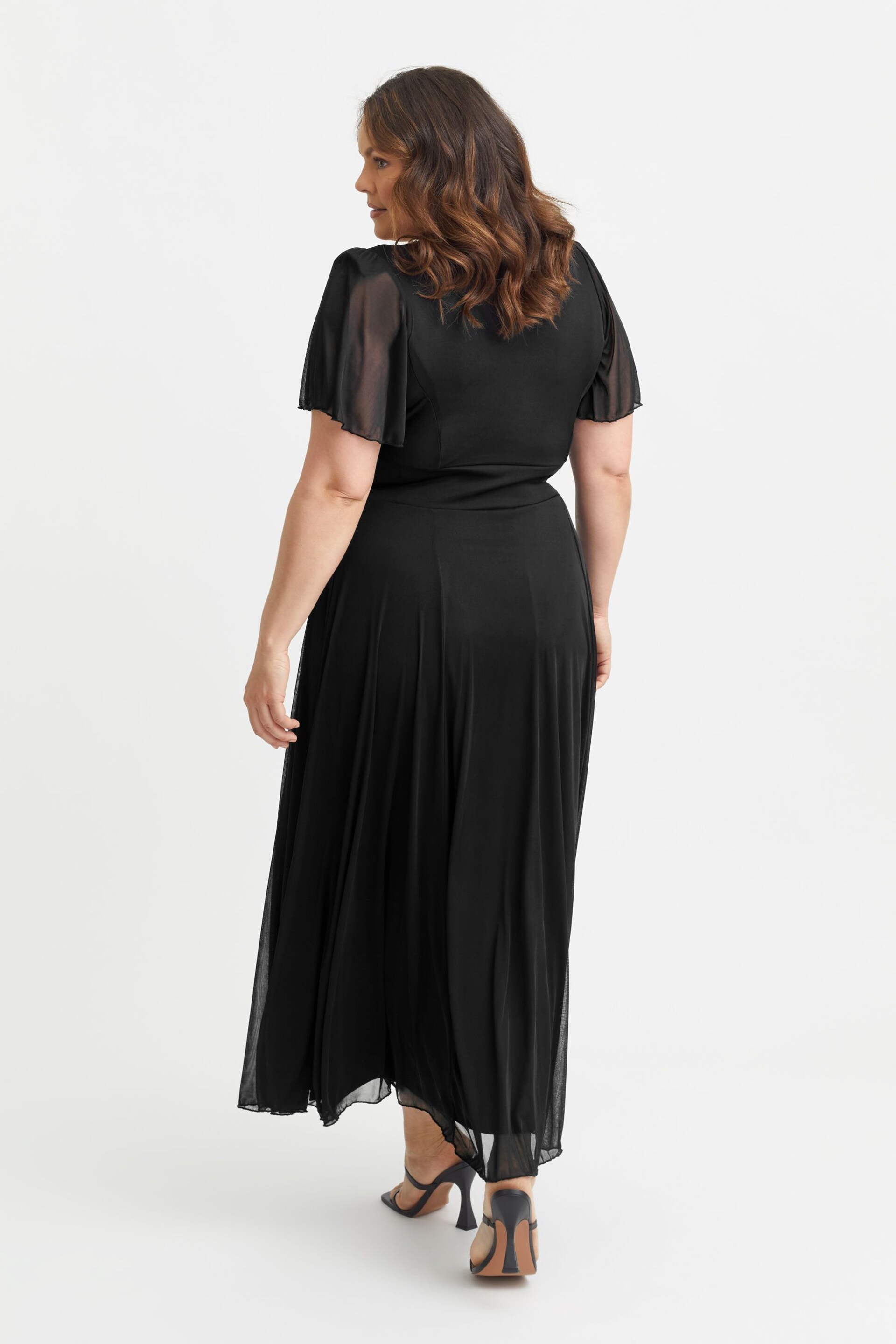 Scarlett & Jo Black Kemi Bolero Wrap Bodice Mesh Maxi Gown - Image 2 of 4