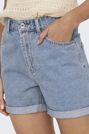 ONLY Blue High Waisted Denim Mom Shorts - Image 3 of 6