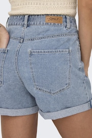 ONLY Blue High Waisted Denim Mom Shorts - Image 4 of 6