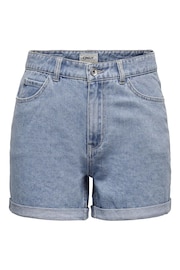 ONLY Blue High Waisted Denim Mom Shorts - Image 5 of 6