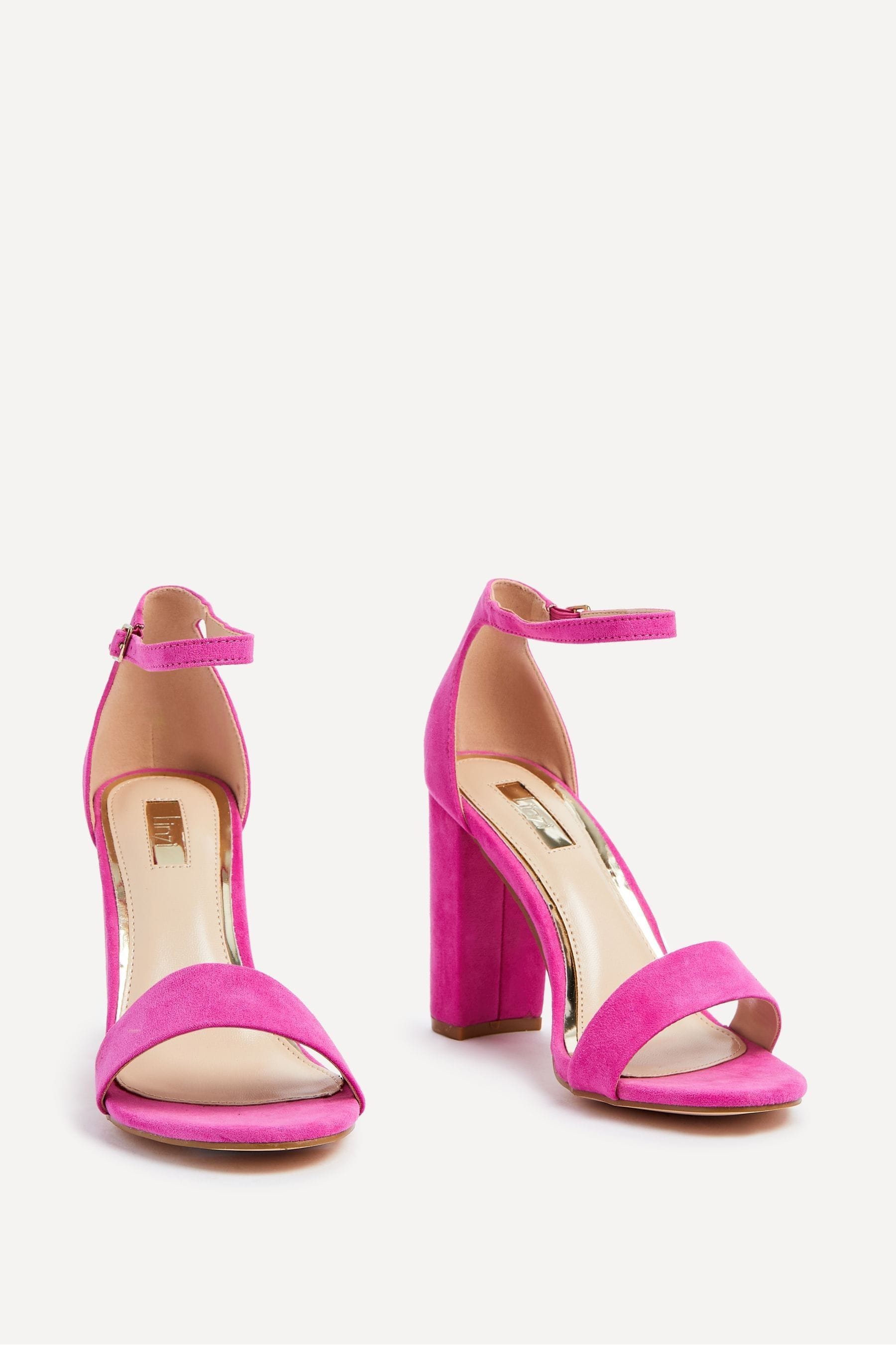 Pink barely there block heels top