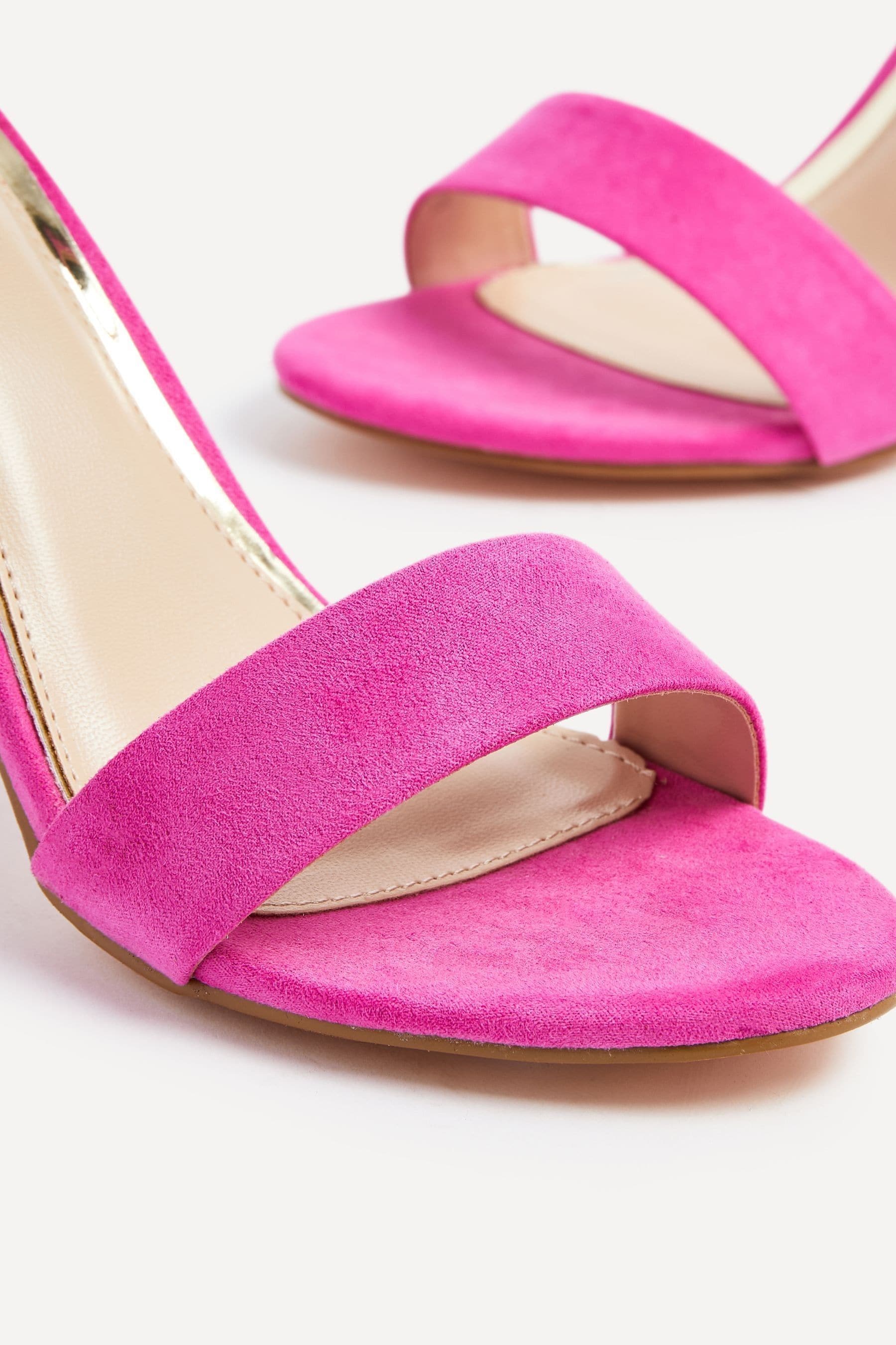 Pink suede sandals heels hot sale