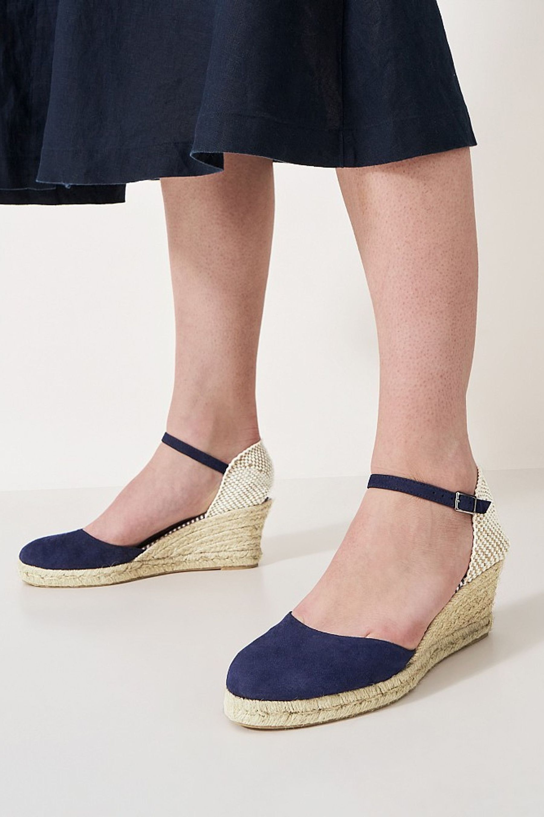 Crew Clothing Leather and Jute Wedge Heel Espadrilles