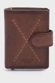 OSPREY LONDON The X Stitch Leather & Metal RFID ID Brown Card Case - Image 2 of 6