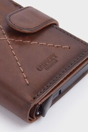 OSPREY LONDON The X Stitch Leather & Metal RFID ID Brown Card Case - Image 6 of 6
