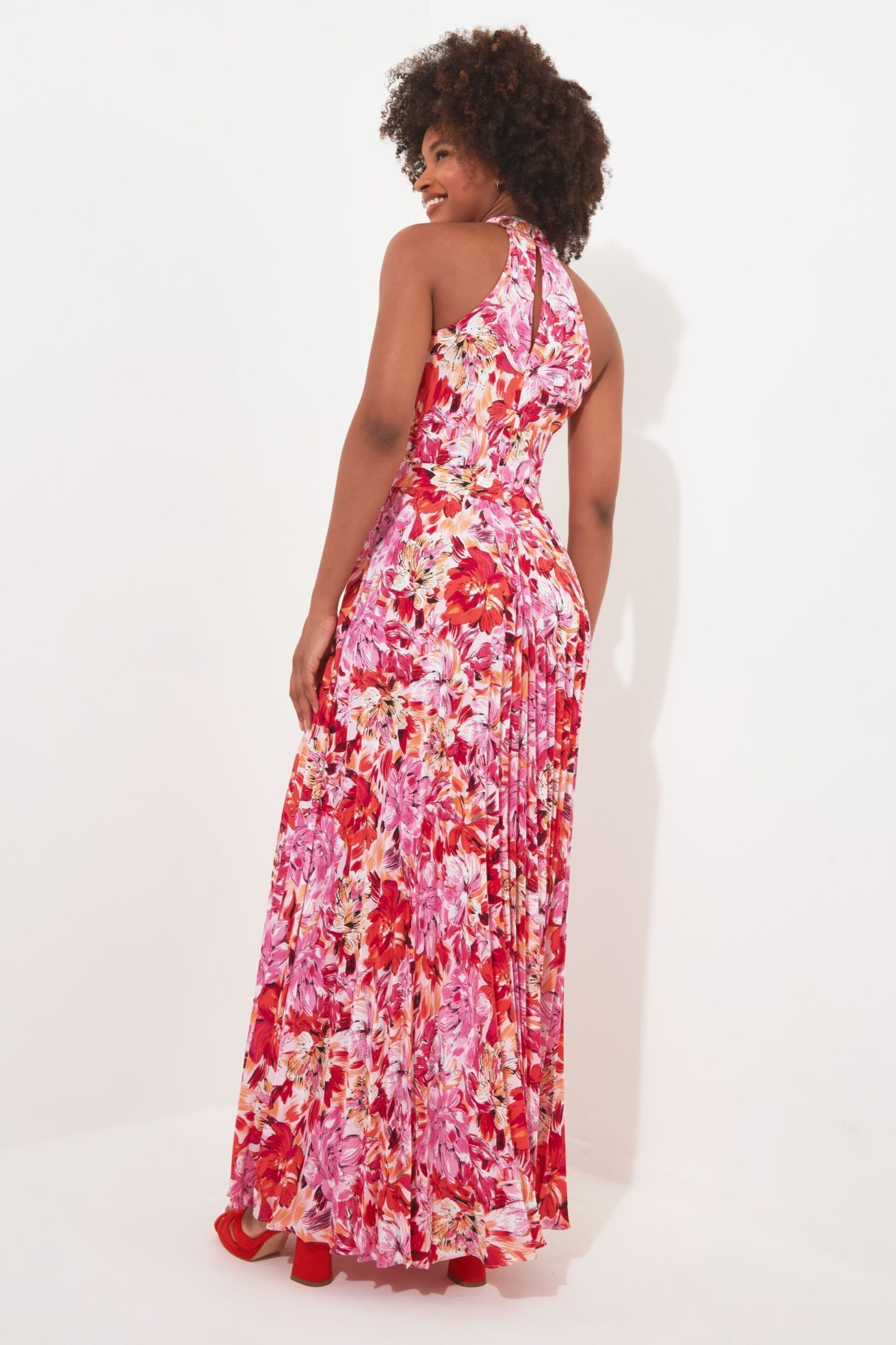 Joe Browns Pink Petite Floral Print Halterneck Maxi Dress - Image 3 of 5