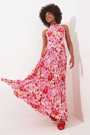 Joe Browns Pink Petite Floral Print Halterneck Maxi Dress - Image 4 of 5