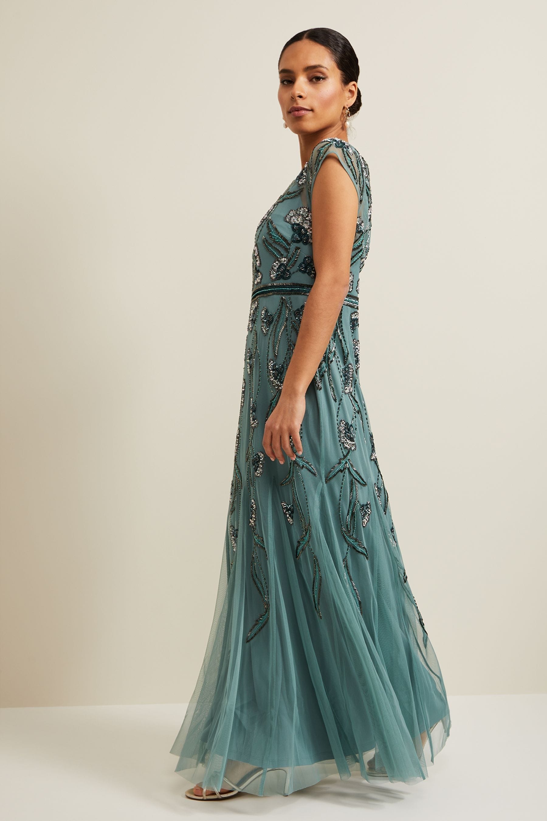 Buy Phase Eight Green Petite Evonne Beaded Maxi Dress from Next Oman