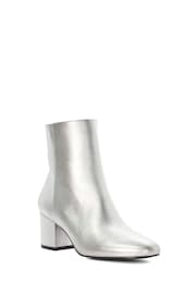 Dune London Silver Ottack Low Block Heel Boots - Image 2 of 5
