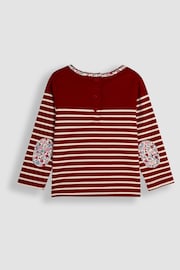 JoJo Maman Bébé Berry Pink Bunny Cotton Long Sleeve Pocket Breton Top - Image 2 of 3