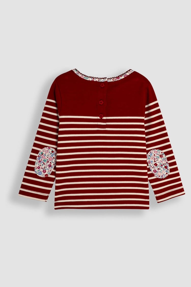 JoJo Maman Bébé Berry Pink Bunny Cotton Long Sleeve Pocket Breton Top - Image 2 of 3