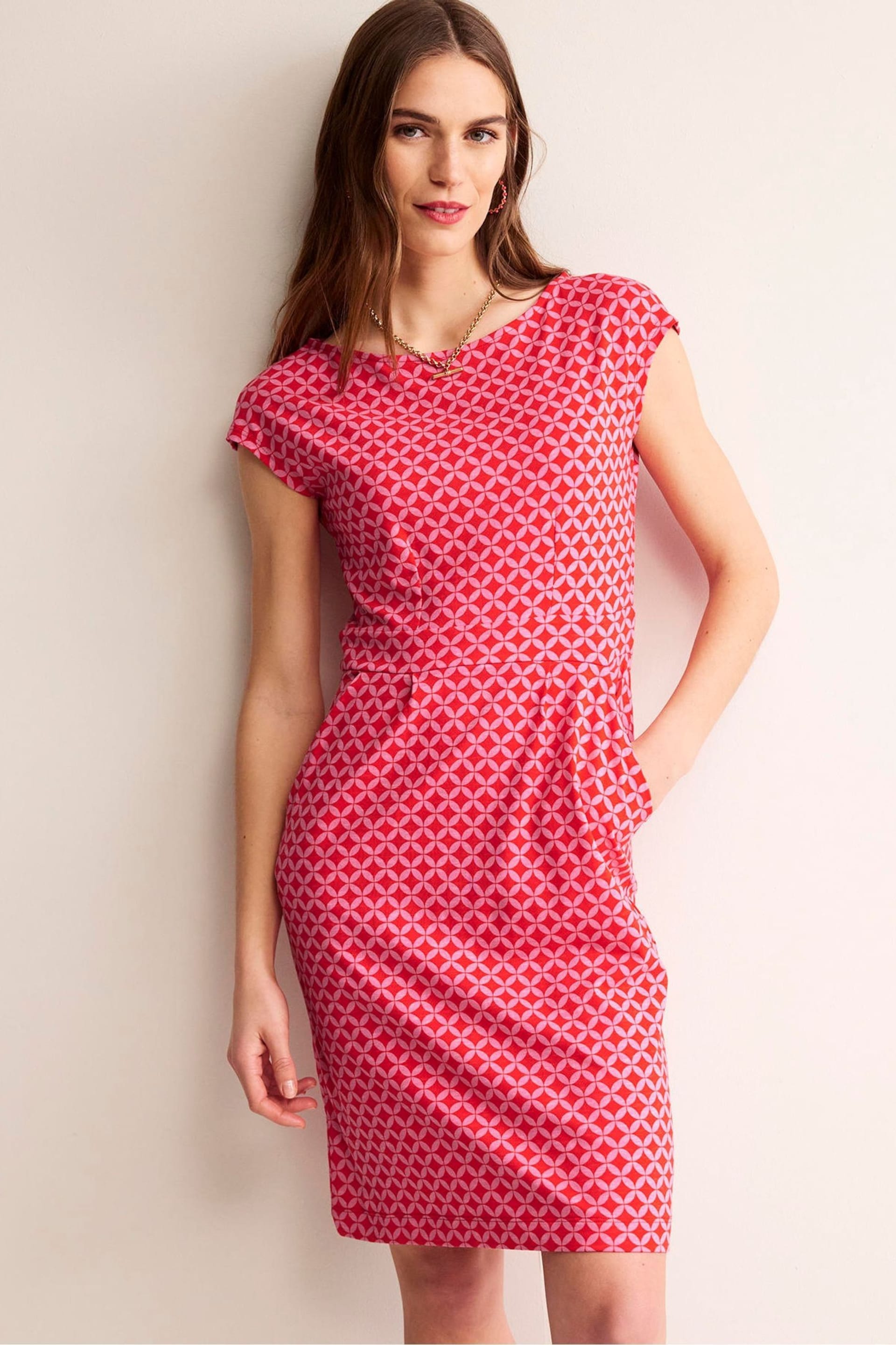 Boden Red Florrie Jersey Dress - Image 5 of 6