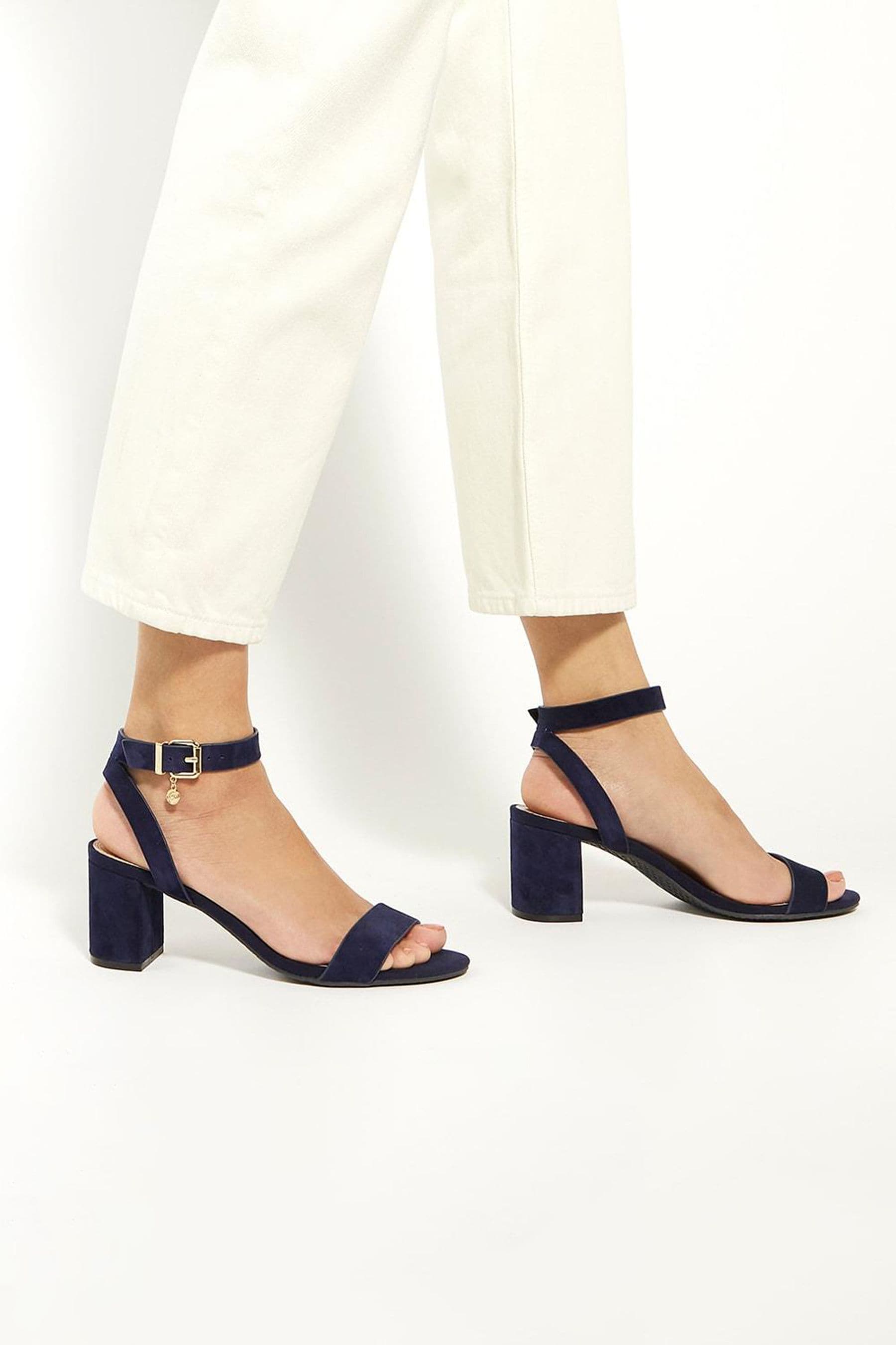 Buy Dune London Blue Wide Fit Memee Mid Block Heel Sandals from Next Austria