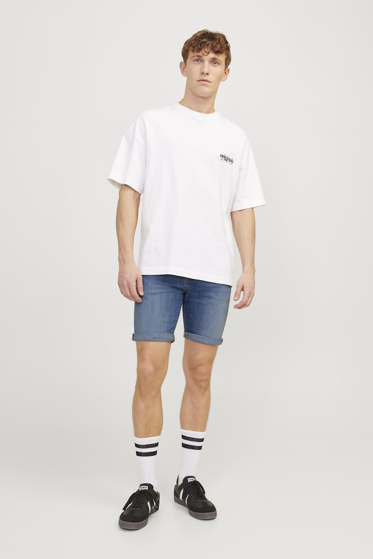 JACK & JONES Blue Slim Fit Rolled Hem Denim Shorts - Image 1 of 6