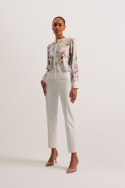 Ted Baker White Haylou Scallop Trim High Neck Woven Front Cardigan - Image 2 of 6