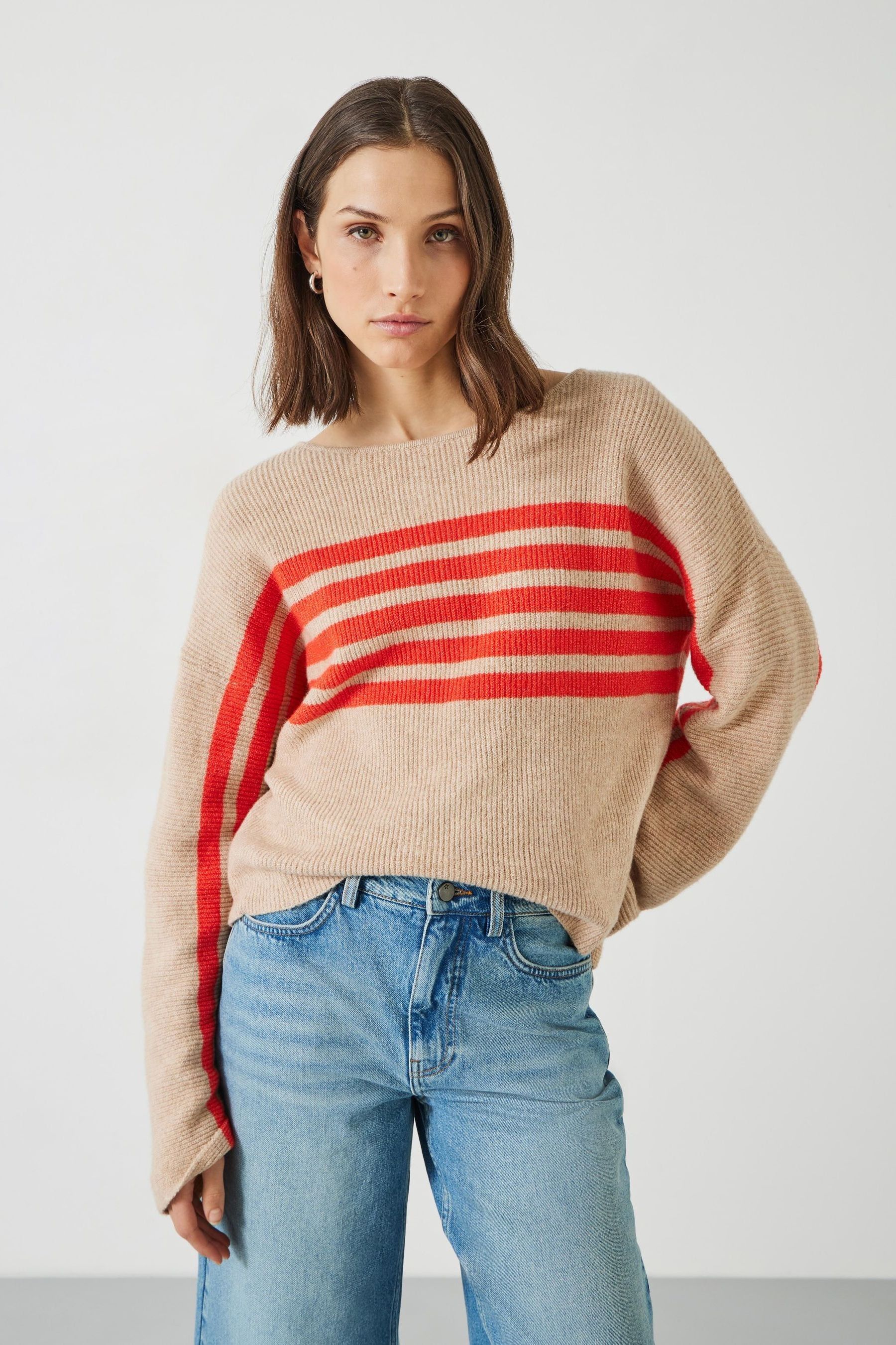Buy Hush Natural Evan Striped Knitted Jumper from Next Qatar