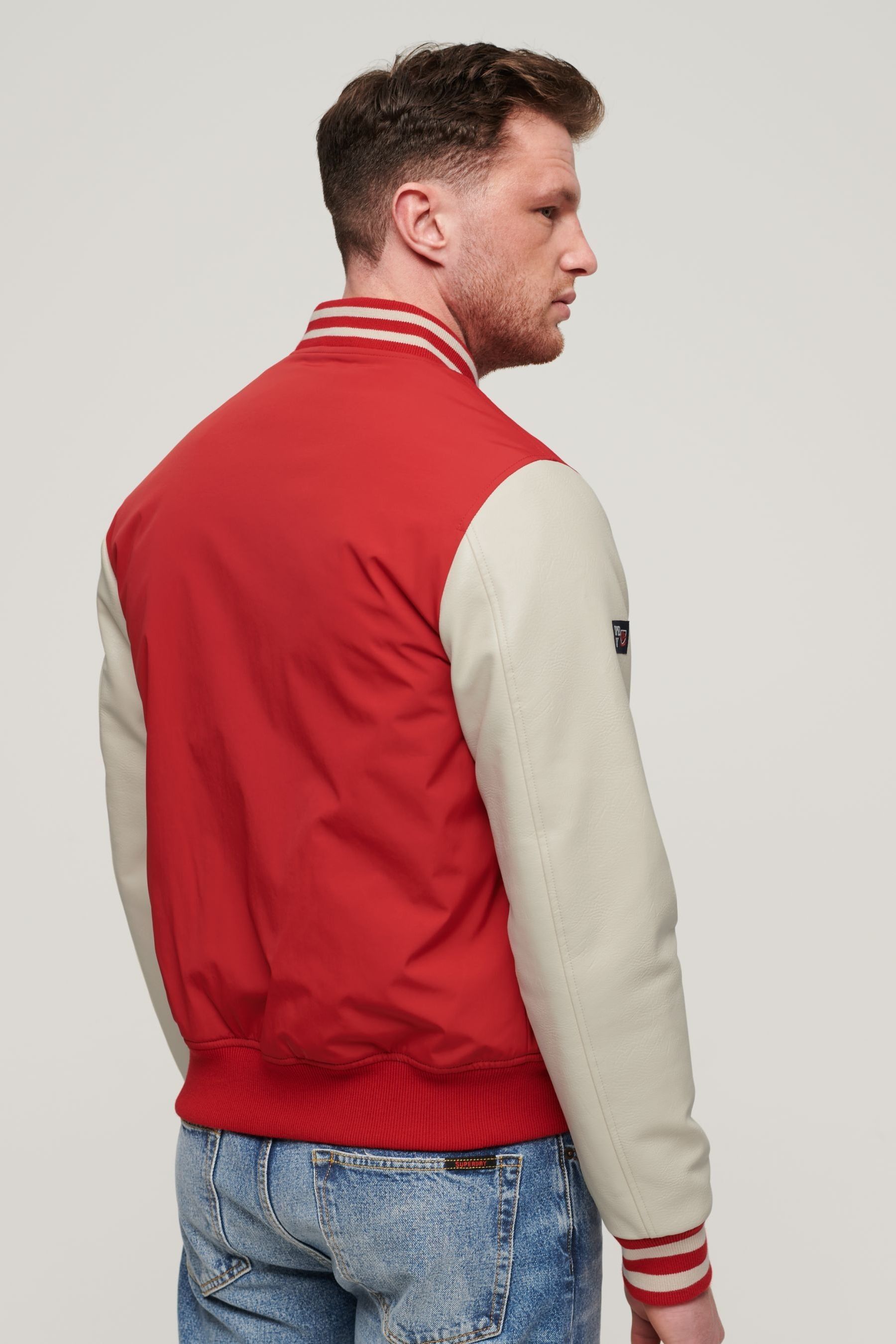 Superdry red bomber jacket discount