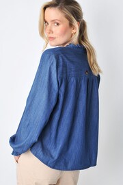 Burgs Womens Blue Pannier Frill Long Sleeve Blouses - Image 2 of 5