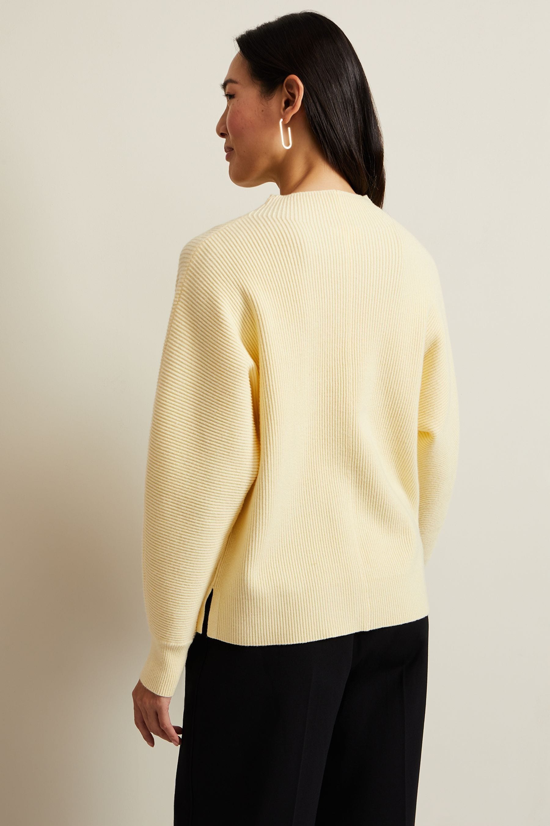 Yellow funnel neck jumper cheap
