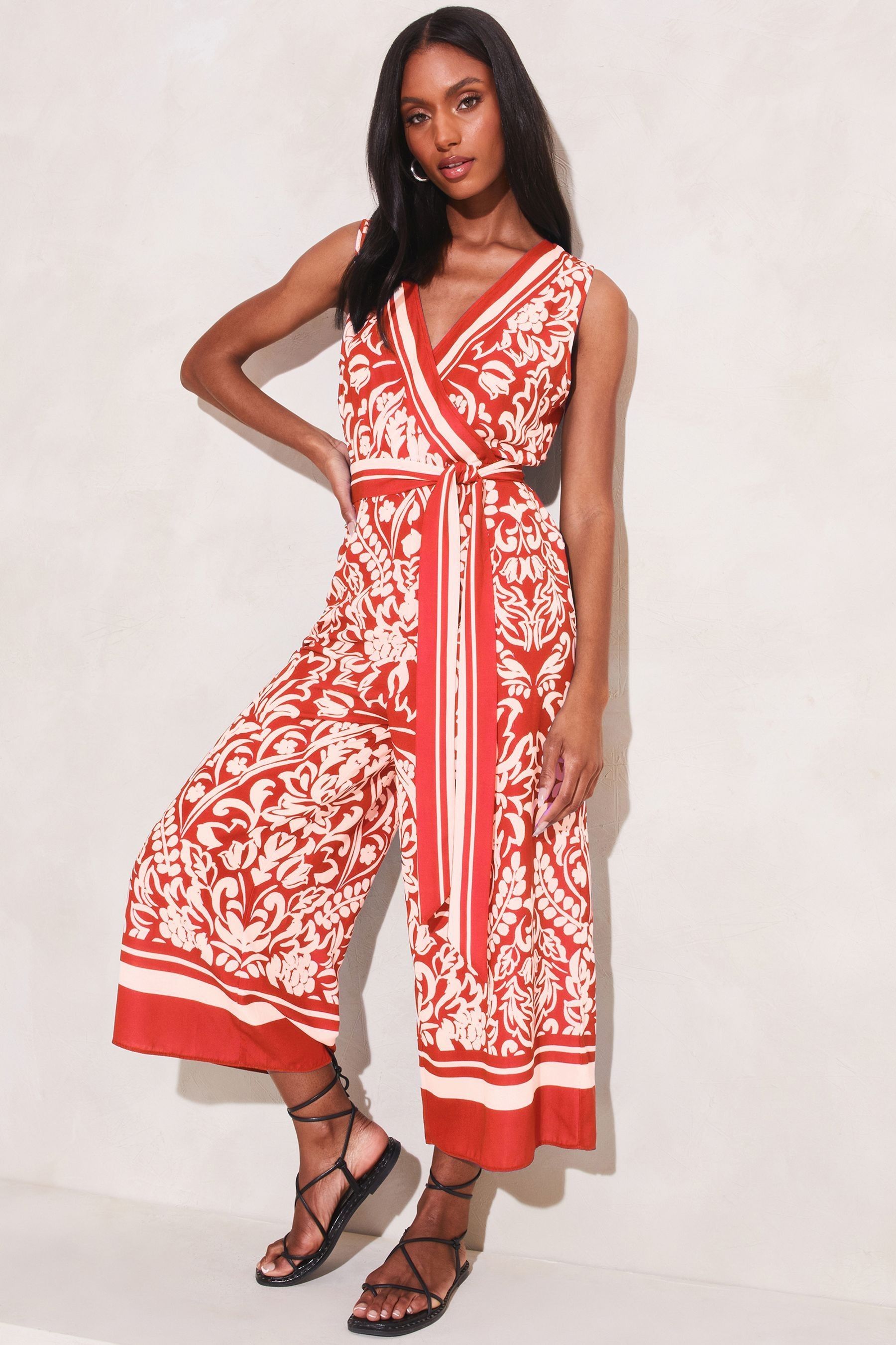 Buy Lipsy Red Wrap Belted Culotte Wide Leg Jumpsuit from the Next UK online shop