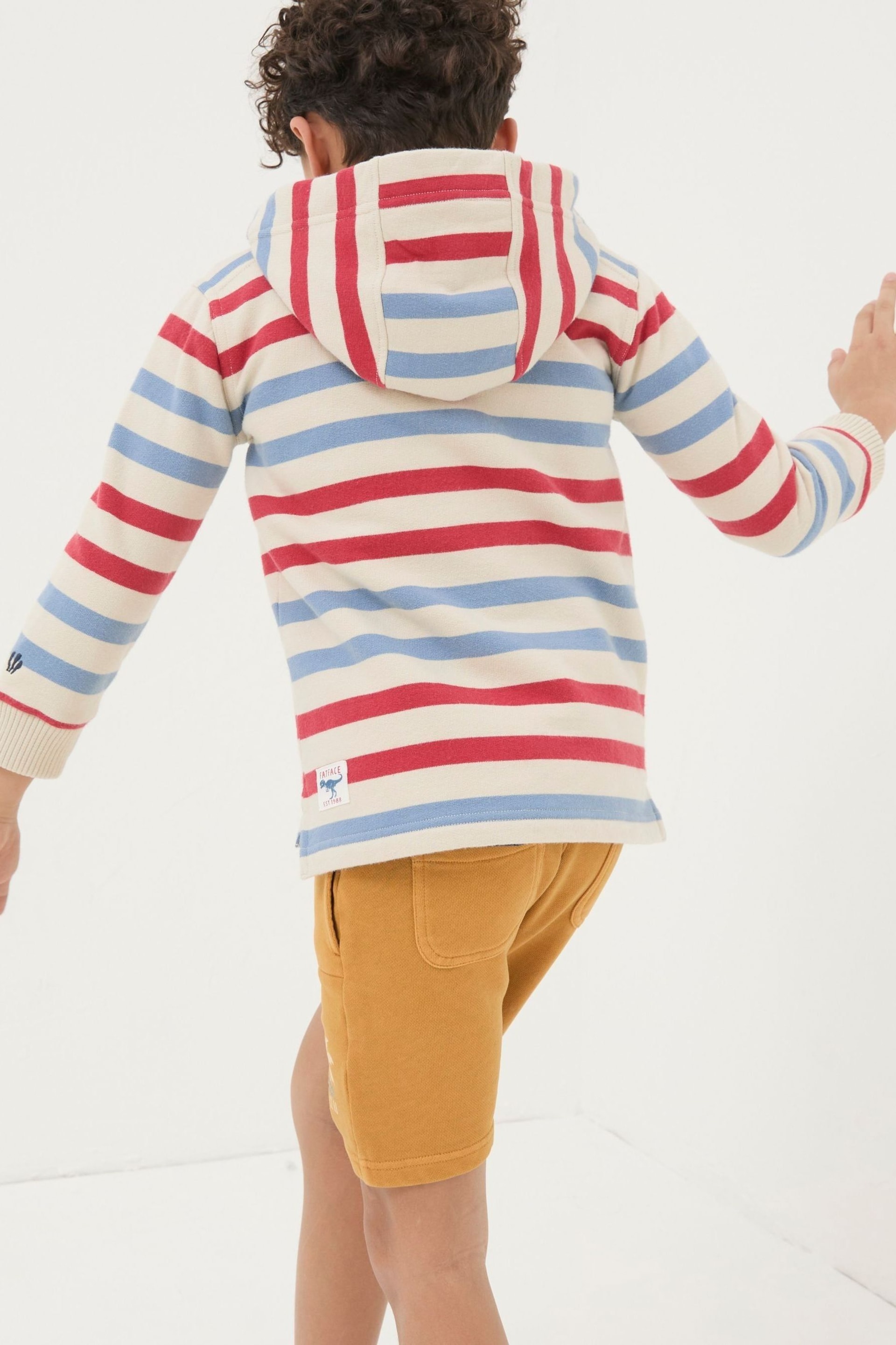 FatFace Natural Stripe Half Neck Hoodie - Image 2 of 5