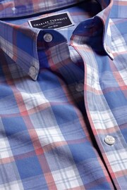 Charles Tyrwhitt Pink Check Short Sleeve Noniron Stretch Poplin Slub Shirt - Image 5 of 6