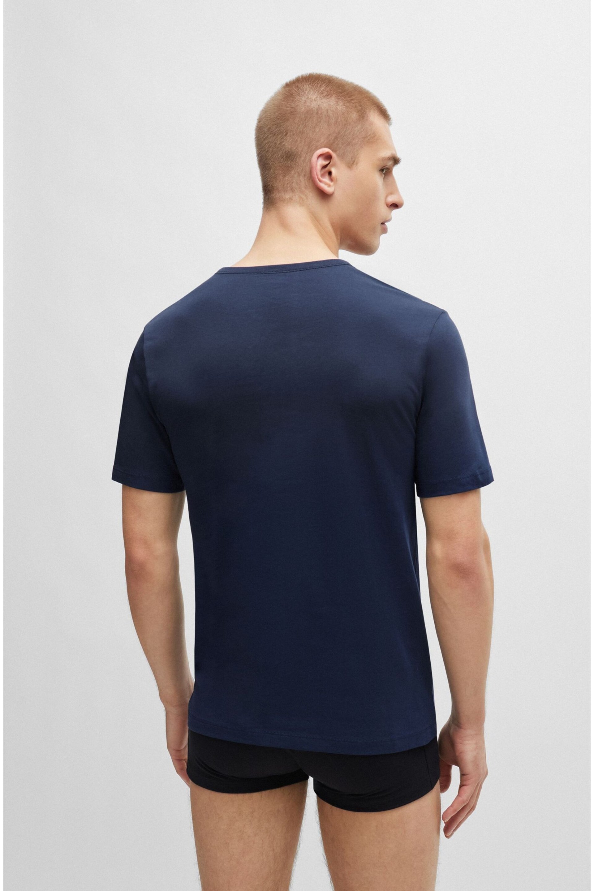 BOSS Blue V-Neck Cotton Jersey T-Shirts 3 Pack - Image 7 of 9