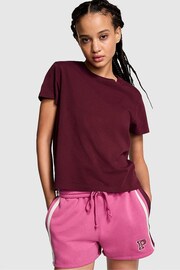 Victoria's Secret PINK Purple Rose Short Sleeve Dreamer T-Shirt - Image 1 of 3