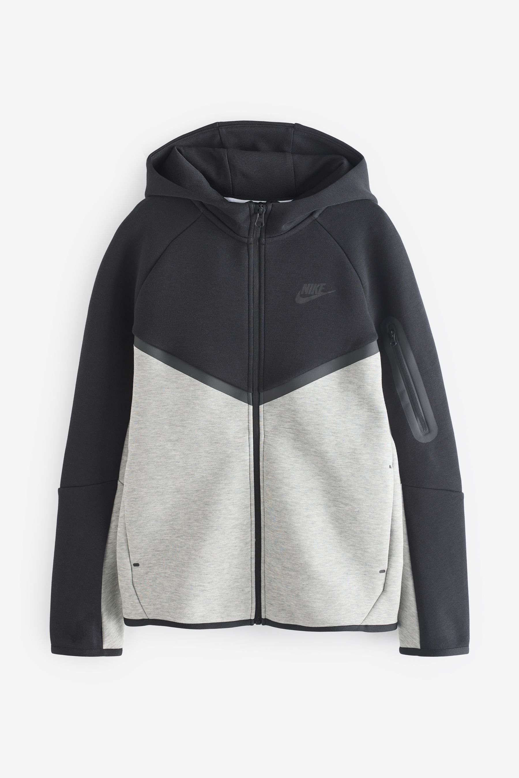 Nike Black Light Grey Tech Fleece Zip Through Hoodie