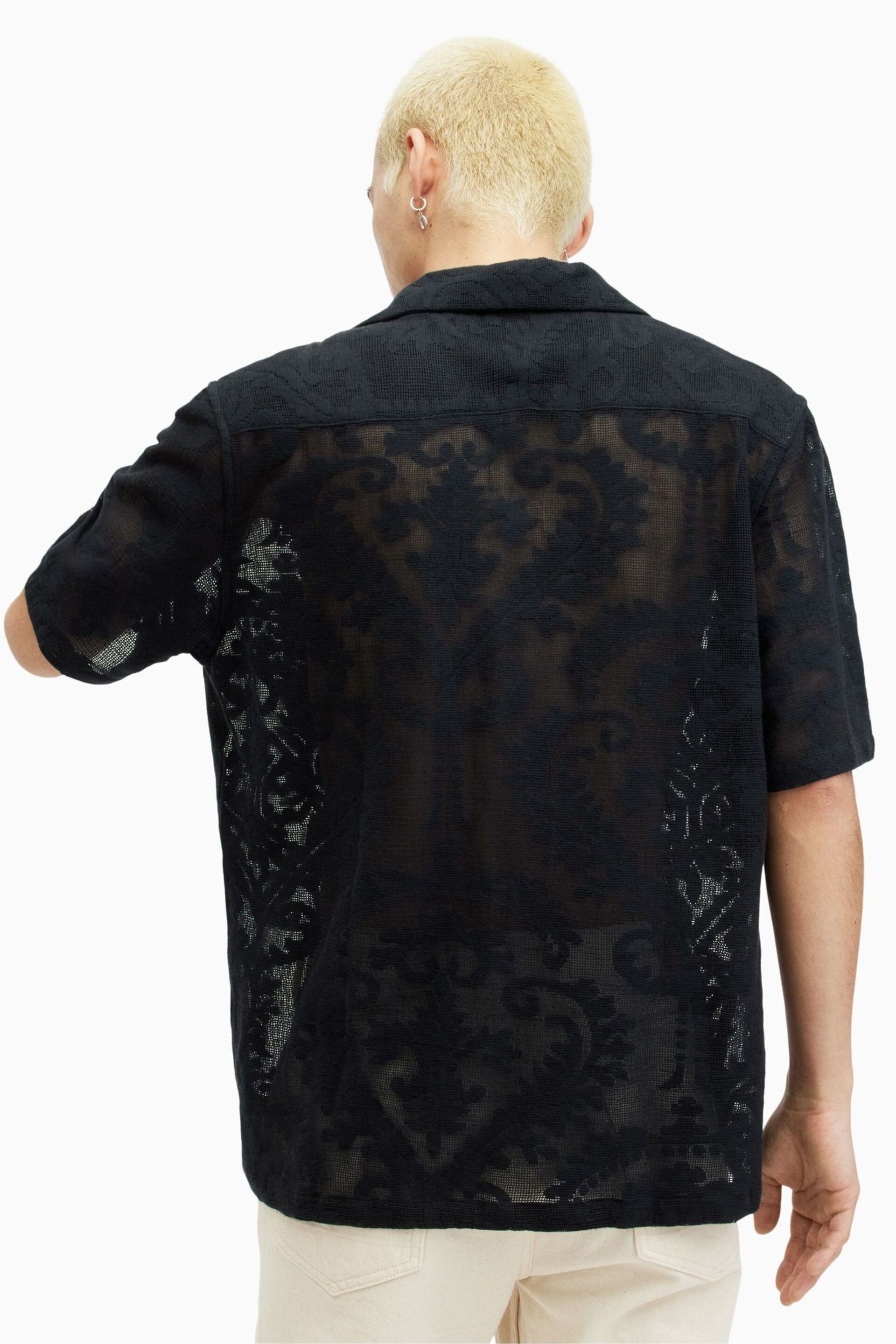 AllSaints Black Cerrito Short Sleeve Shirt - Image 2 of 8