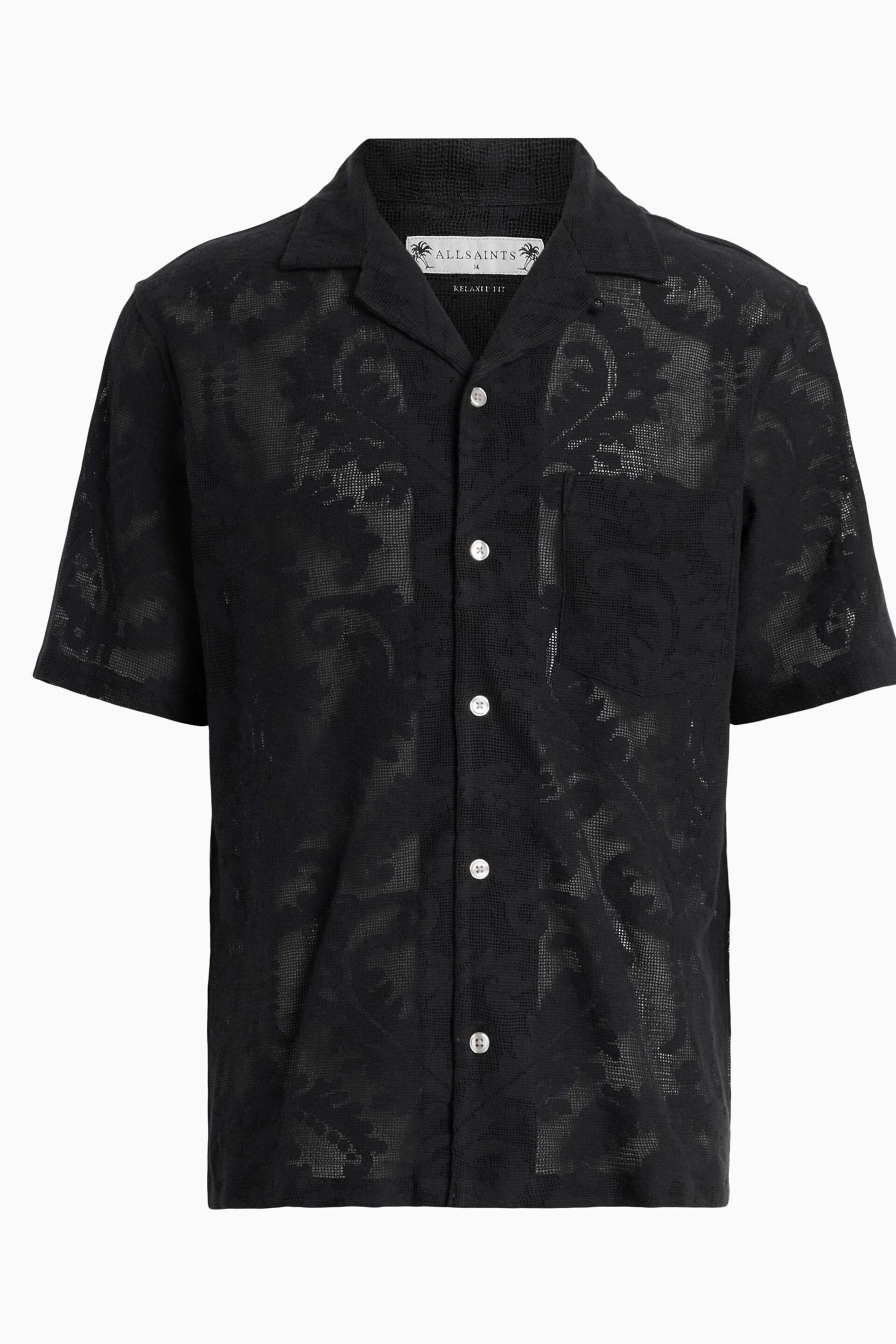 AllSaints Black Cerrito Short Sleeve Shirt - Image 8 of 8