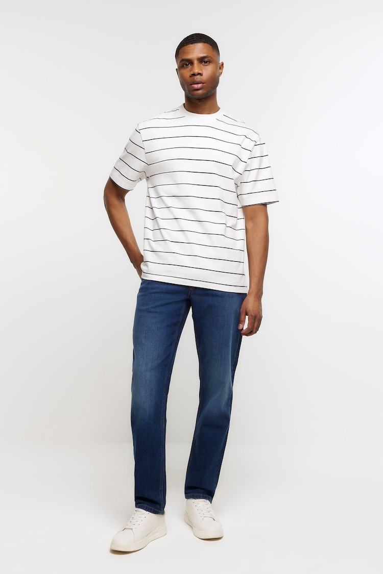 River Island Blue 100% Cotton Tapered Jeans - Image 1 of 4