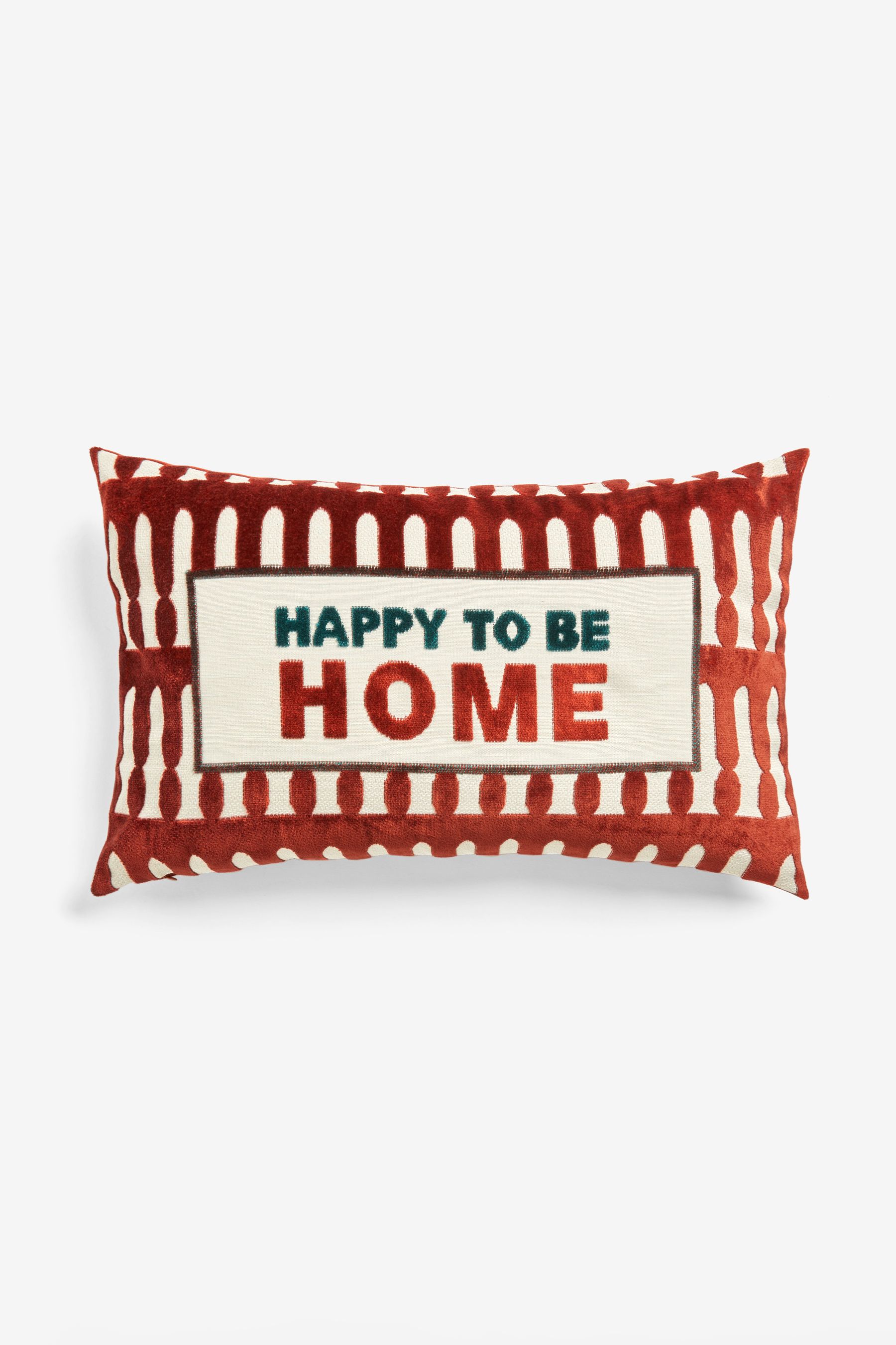 Buy Orange Happy To Be Home Cut Velvet Cushion from the Next UK online shop
