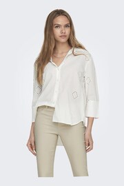 JDY White Broderie Relaxed Summer Shirt - Image 2 of 6