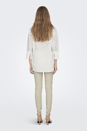 JDY White Broderie Relaxed Summer Shirt - Image 3 of 6