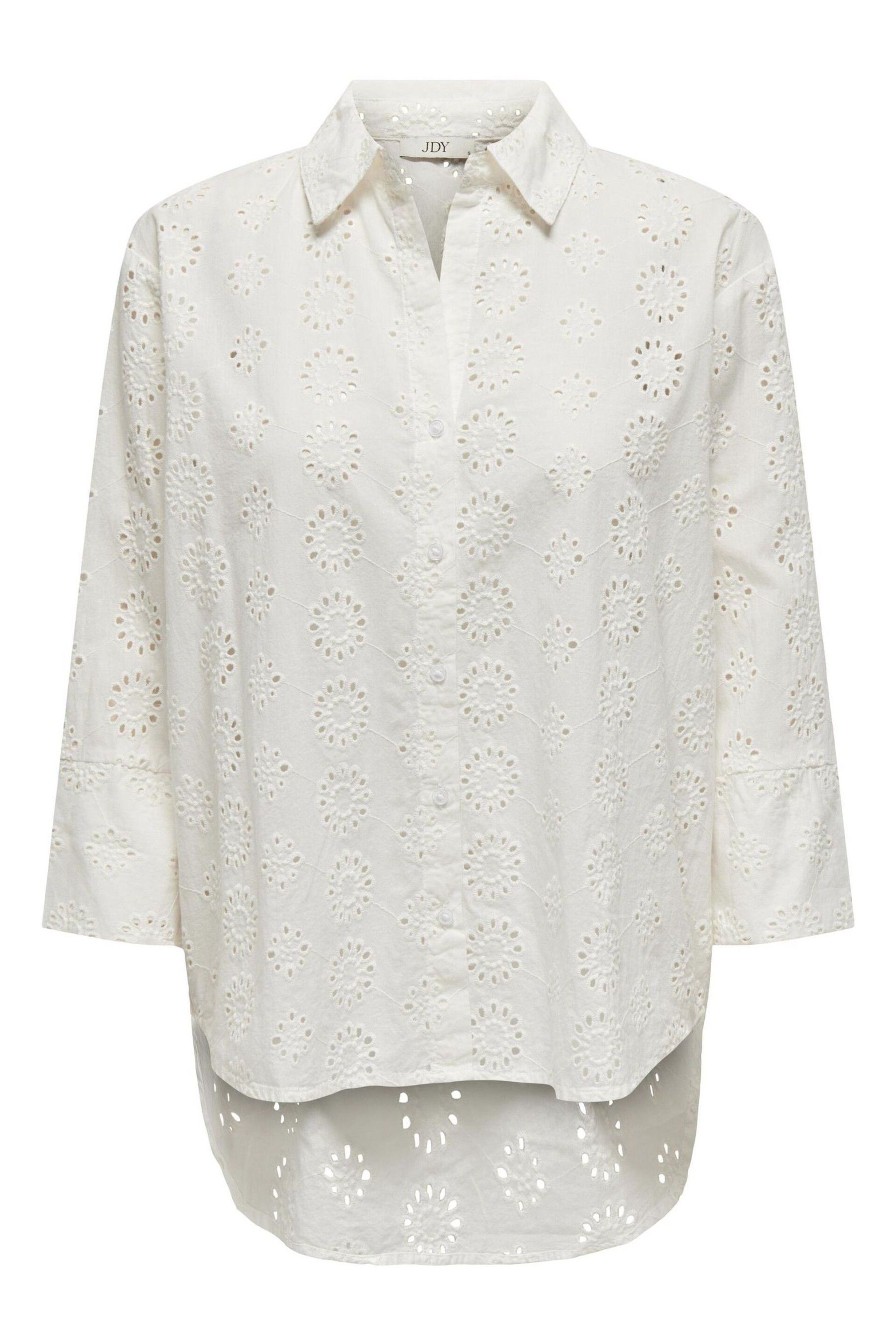 JDY White Broderie Relaxed Summer Shirt - Image 5 of 6