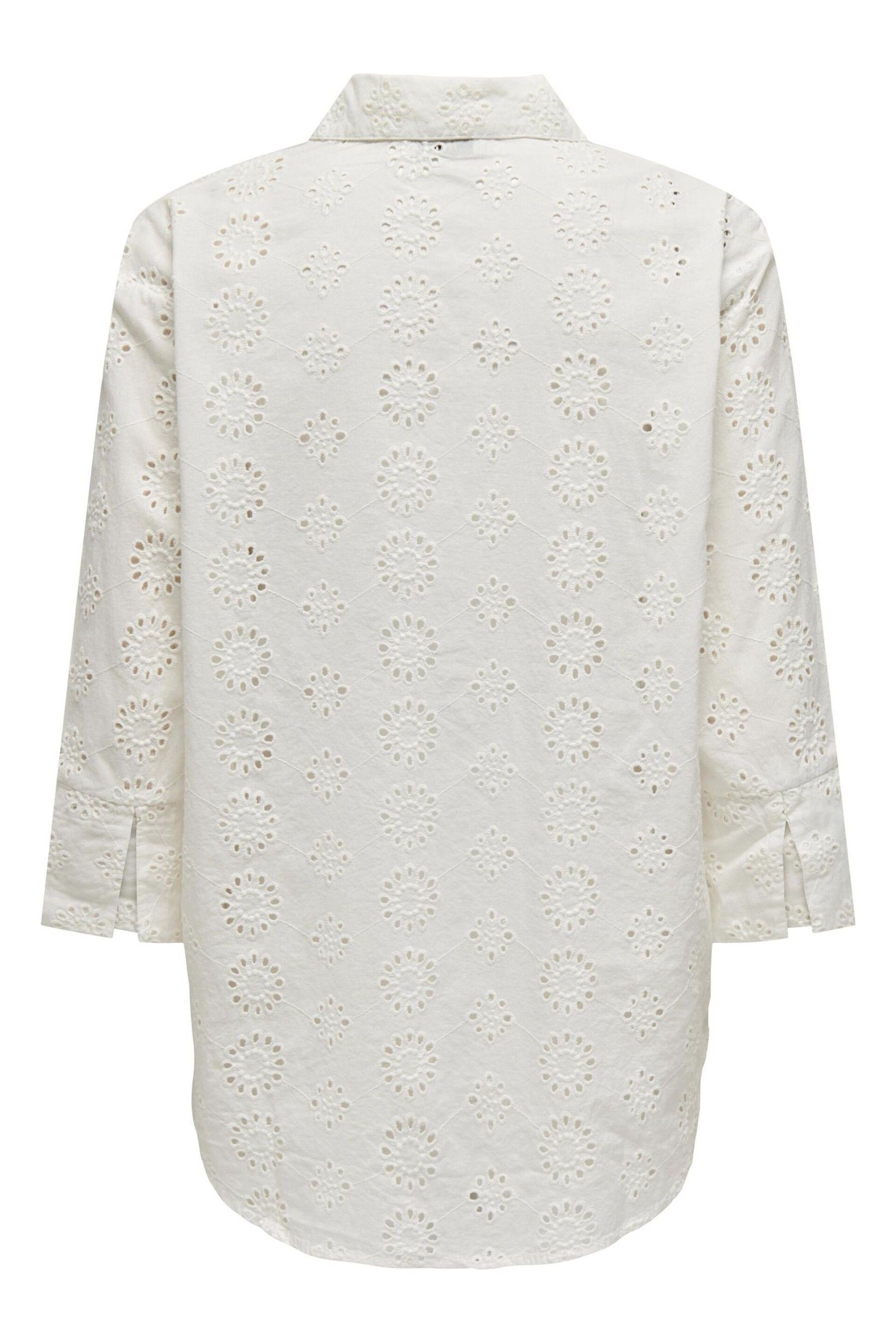 JDY White Broderie Relaxed Summer Shirt - Image 6 of 6