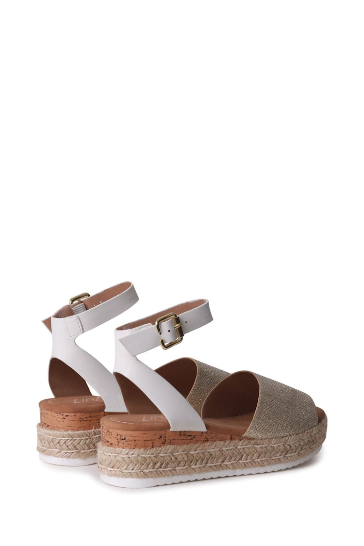 Linzi Gold Natini Glitter Faux Leather Two Part Espadrille Inspired Wedges - Image 4 of 4